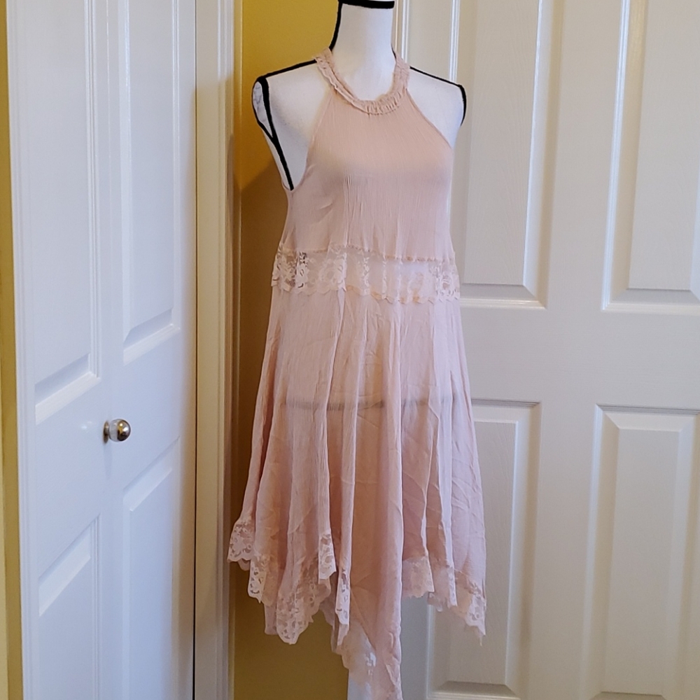 FREE PEOPLE LIGHT PINK DRESS, SIZE S